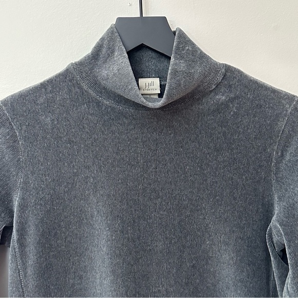 J. Jill Corded Velvet Long Sleeve Mock Neck Stretch Dress, Size S, Gray - Picture 3 of 7